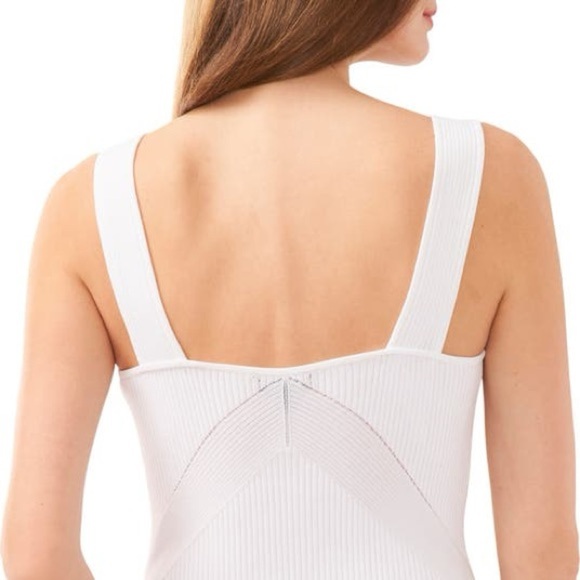 HALOGEN Traveling Rib Sweater Tank White Thick Strap Ribbed Knit Darting Medium - Picture 9 of 10